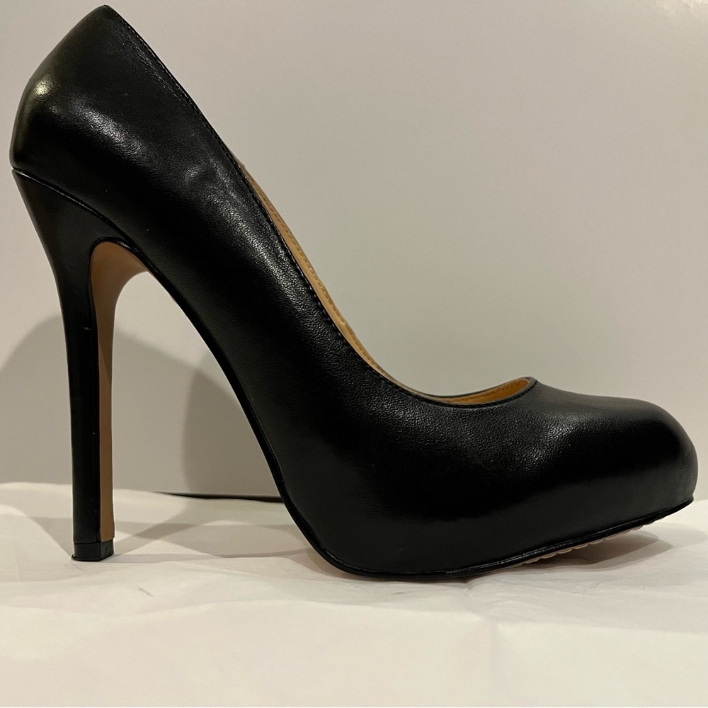 Dolce Vita Black Leather High Heel Hidden Platform Stiletto Pumps Size 9